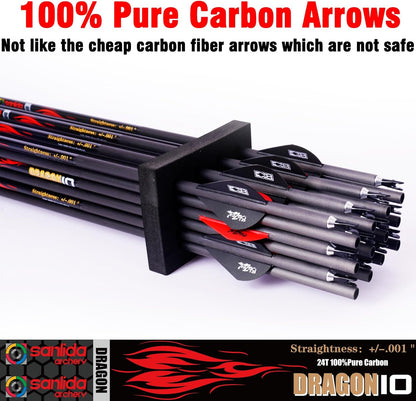 Dragonx8 Compound Bow Kit Camo and Dragon10 24Pcs Carbon Arrows（300 Spine