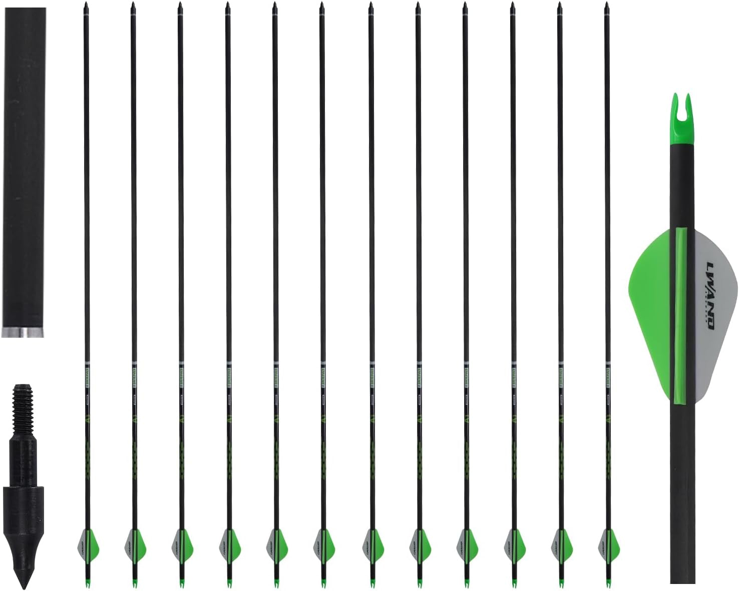 32" Carbon Arrows Archery Target Practice Hunting Arrows with Shaft Spine 400 with Removable Tips for Compound & Recurve Bow (Pack of 12)