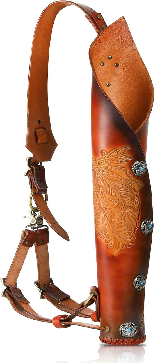 Pure Cowhide Arrow Quiver,Retro Hunting Quivers with Magnetic Attraction,Riding Quiver