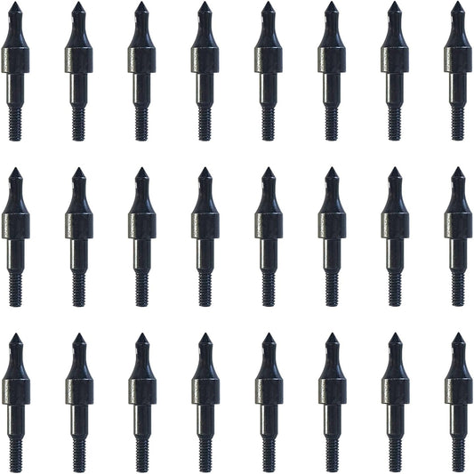 Pack of 24 Black Screw-In Archery Field Points Arrow for Target Practice Shooting,100 Grain Each