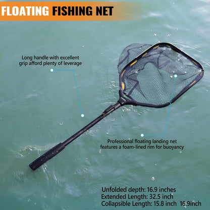 Fishing Gear,Fishing Backpack with Floating Fishing Net,Tackle Boxes,Waterproof Fishing Tackle Bag,Fishing Gifts for Men