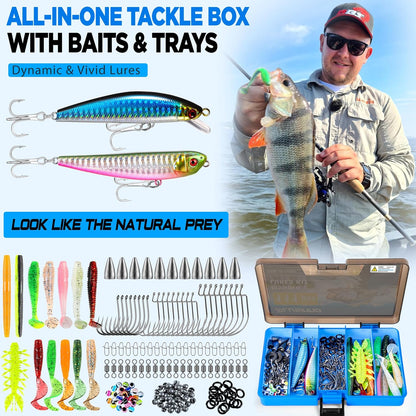 Ultimate Fishing Gear Kit: Complete Fishing Pole Combo with Tackle Box, Lures, Accessories & Tools - Perfect Gift for Men!