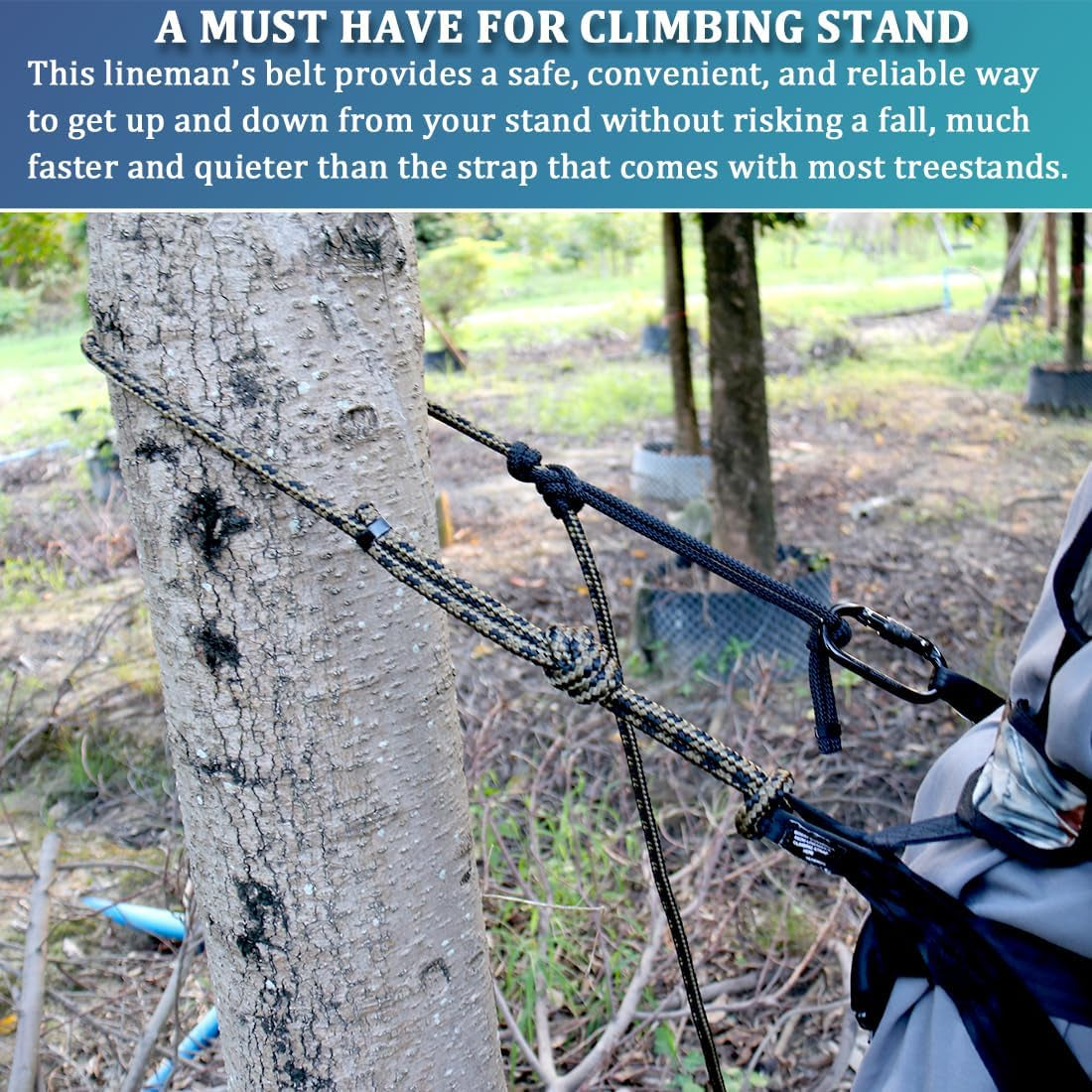 Treestand Safety Rope, Linemans Rope for Hunting, Tree Stand Safety Line, Tree T