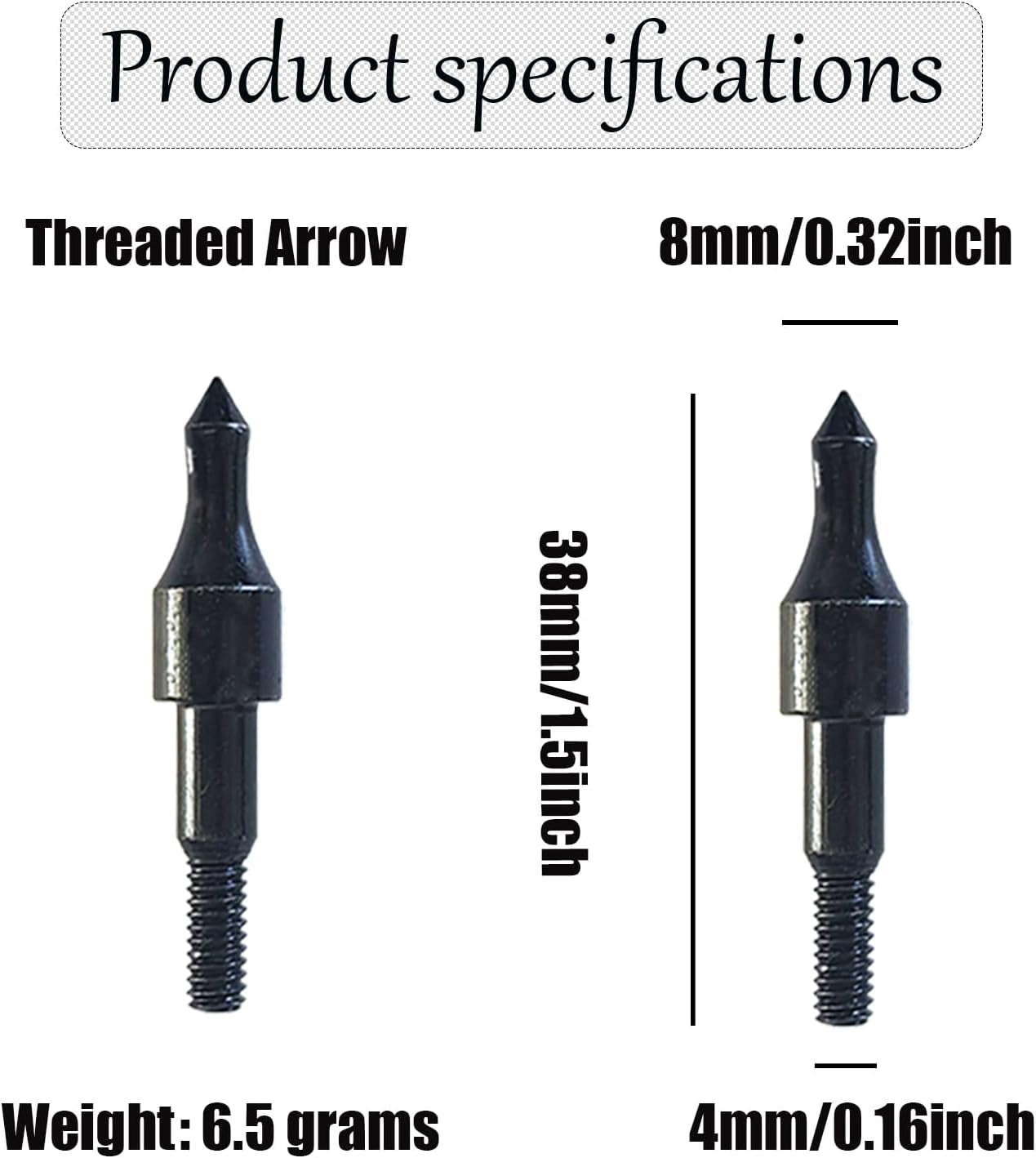 Pack of 24 Black Screw-In Archery Field Points Arrow for Target Practice Shooting,100 Grain Each