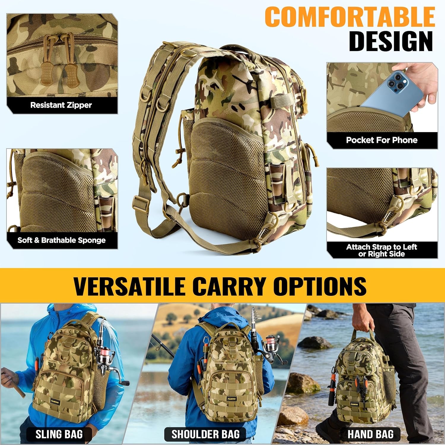 Fishing Gear,Fishing Backpack with Floating Fishing Net,Tackle Boxes,Waterproof Fishing Tackle Bag,Fishing Gifts for Men