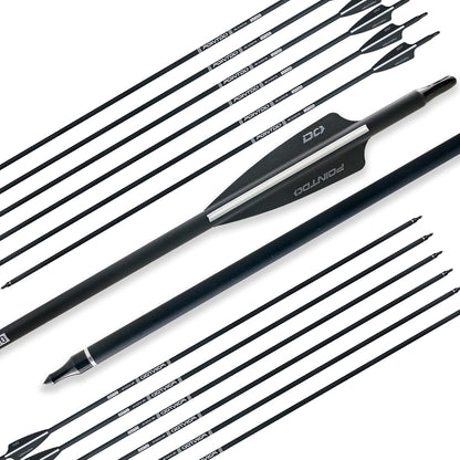 28"/30"/32Inch Carbon Arrow Practice Hunting Arrows with Removable Tips for Compound & Recurve Bow(Pack of 12)