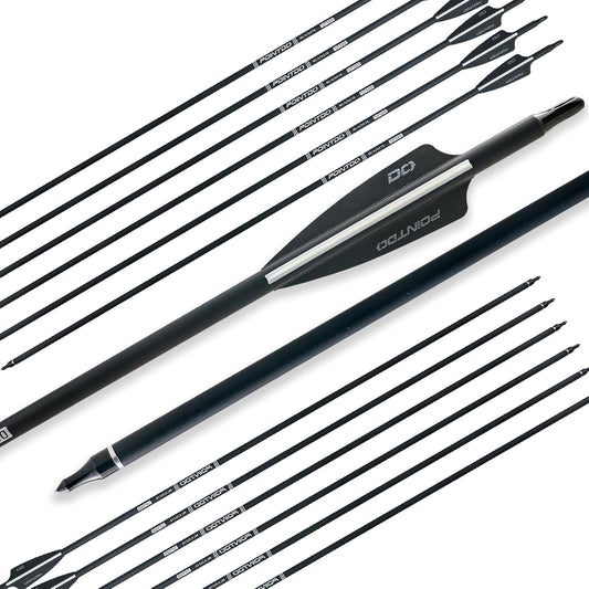 28"/30"/32Inch Carbon Arrow Practice Hunting Arrows with Removable Tips for Compound & Recurve Bow(Pack of 12)