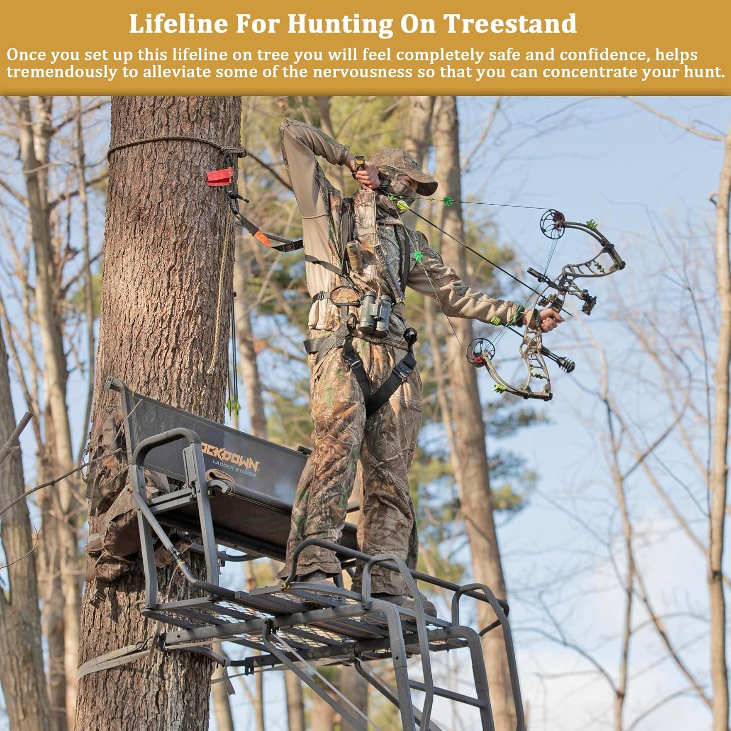 Treestand Safety Rope, Linemans Rope for Hunting, Tree Stand Safety Line, Tree T