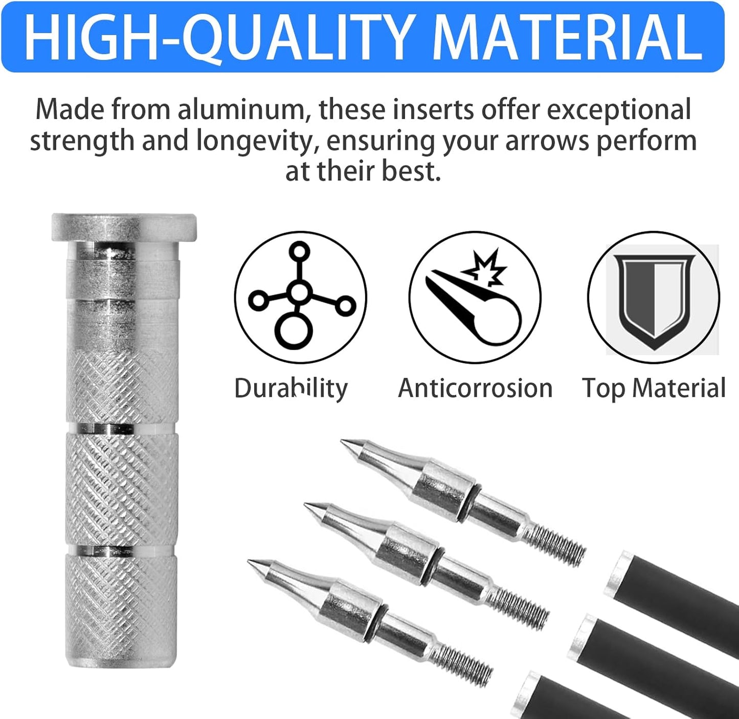 24 Pieces Archery Arrow Aluminum Inserts .244/6.20Mm Replacements Archery Base Inserts Carbon Arrow Shaft Hunting Accessory