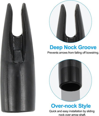 Archery Arrows Nocks, Plastic Glue on Arrow Nock Replacement for Hunting Arrows Compound Bow Recurve Bow