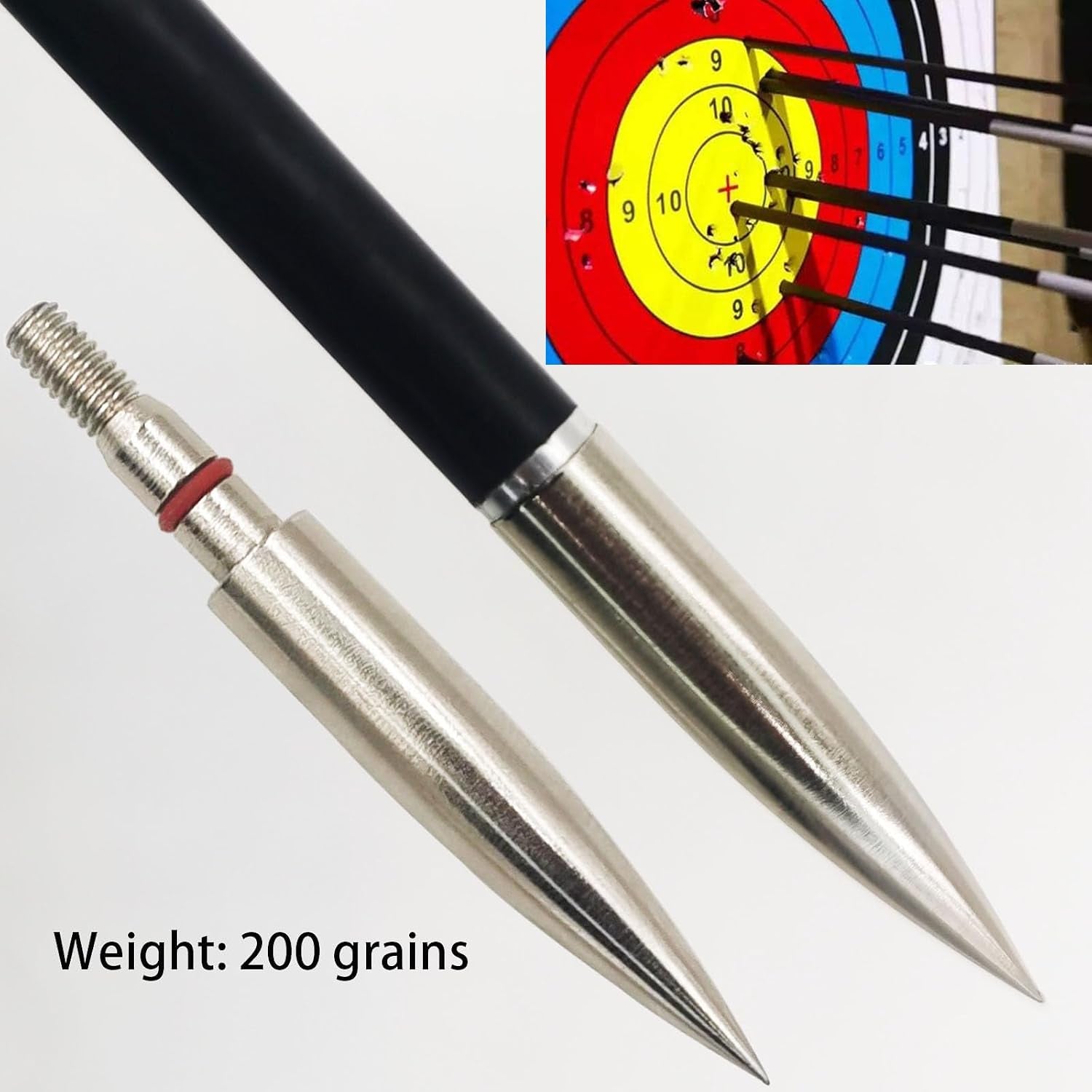 Archery Field Points Practice Field Tips100/125/150/200/300 Grains Archery Target Practice Hunting Broadheads Points Arrow Tip for Recurve Compound Bow Standard Threaded Screw-In Arrow