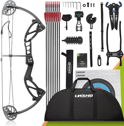 Compound Bow Archery Sets for Youth & Kids,Beginners, Right Hand Compound Bows, Draw Length 18"-27",15-30 Lbs Draw Weight, 260Fps, Hunting Bow Archery Arrows Set