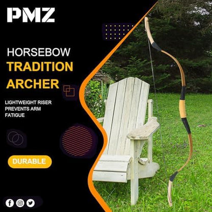 Archery Recurve Bow Set, 54" High-Performance Horse Bow for Hunting, Right Left Hand Traditional Turkish Bow for Youth Adults Beginners to Advanced Outdoor Practice & Hunting, 20-50 Lbs