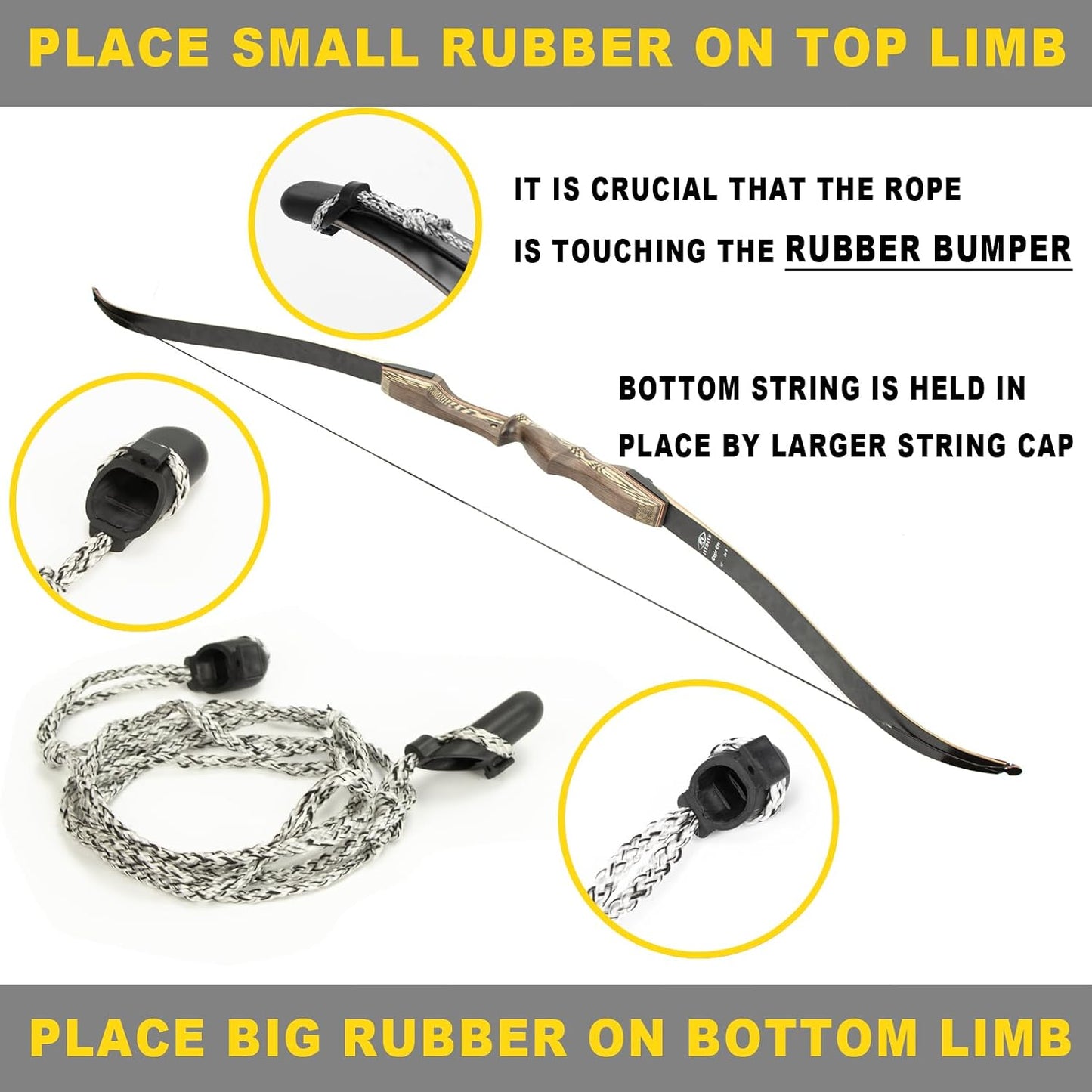 Recurved Wooden Takedown Archery Bow 62" Hunting Bow - Arrows Quiver Bag and Bow Stringer Tool Included - Right & Left-Handed 25-55 LBS Draw Weight