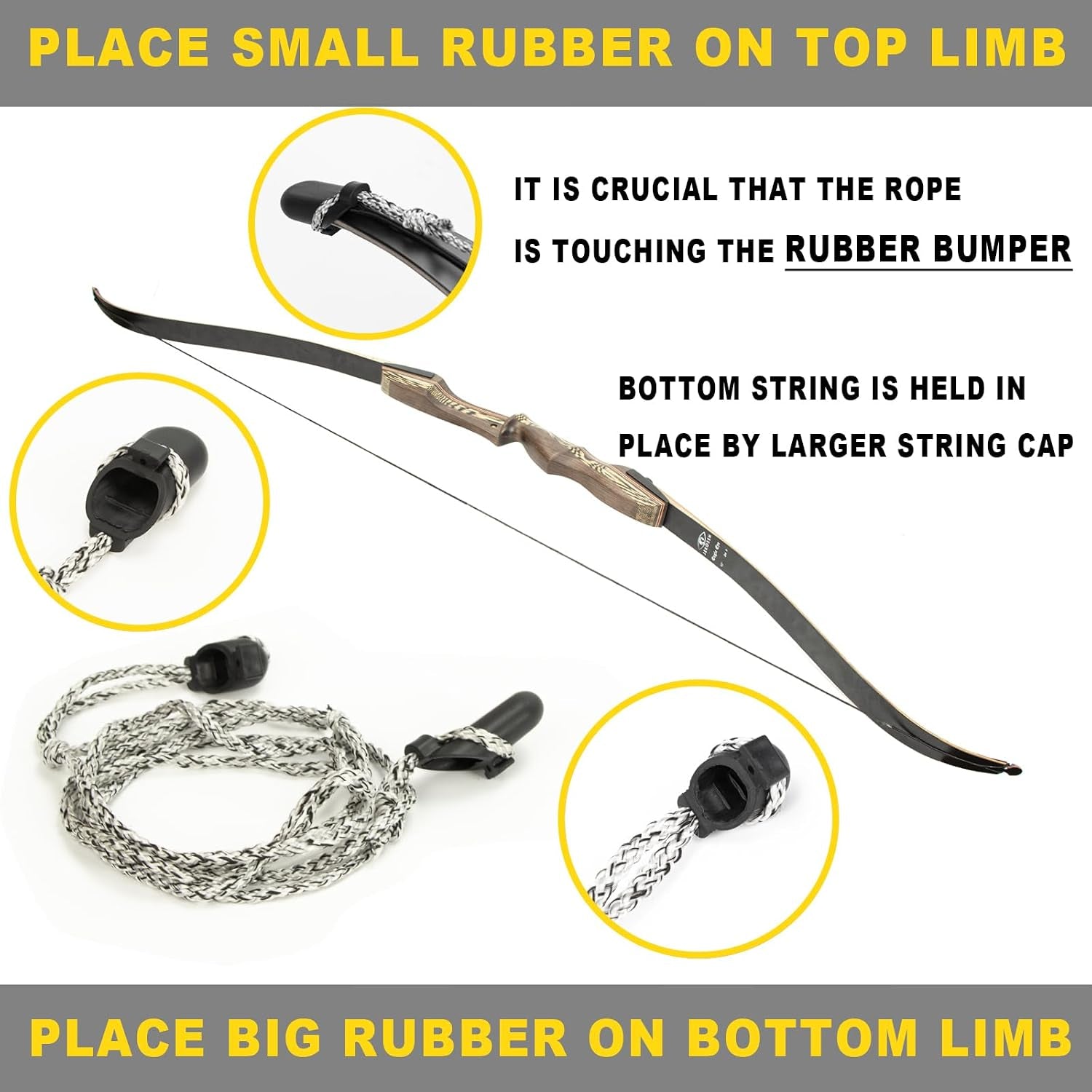Recurved Wooden Takedown Archery Bow 62" Hunting Bow - Arrows Quiver Bag and Bow Stringer Tool Included - Right & Left-Handed 25-55 LBS Draw Weight