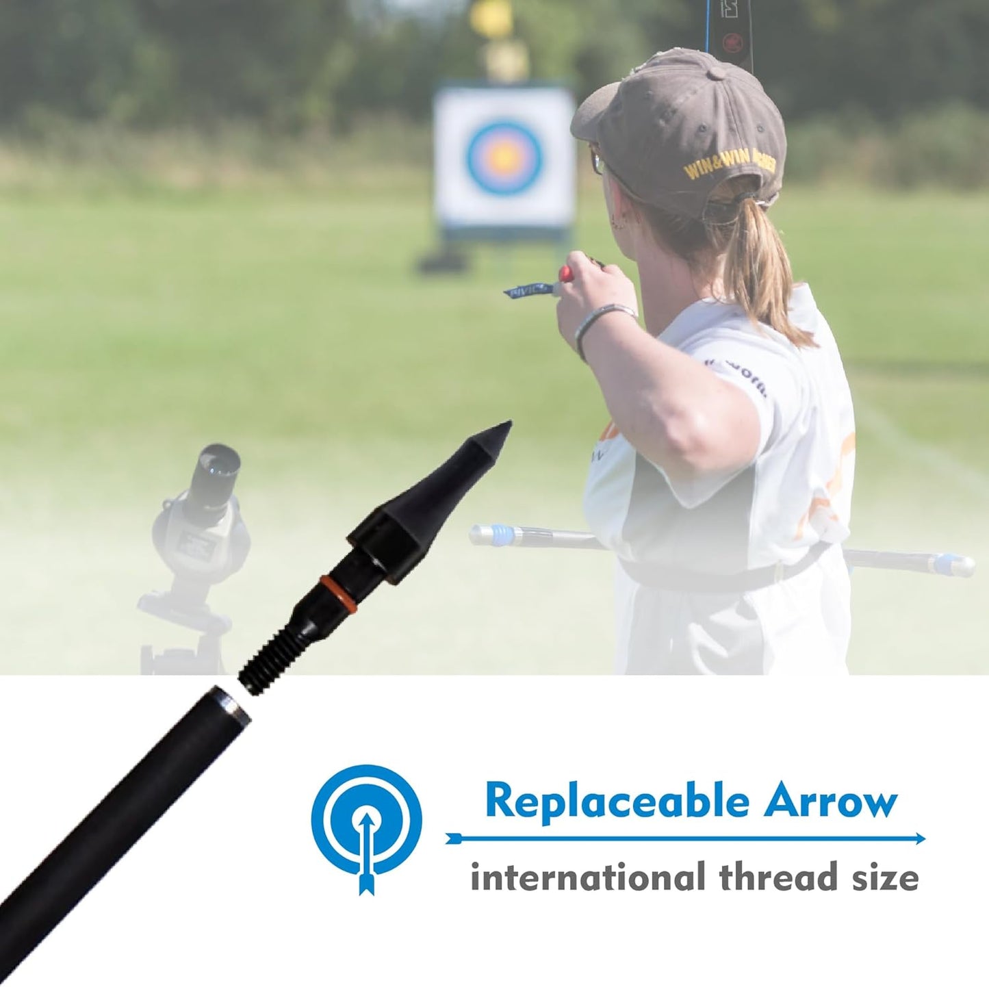 24Pcs Archery Arrow Tips 100 Grain Field Tips 5/16 Inch Screw in Bullet Points, Archery Target Crossbow Practice Tip for Arrow Recurve Bow Compound Bow, Hunting Bow Arrow Target Practice