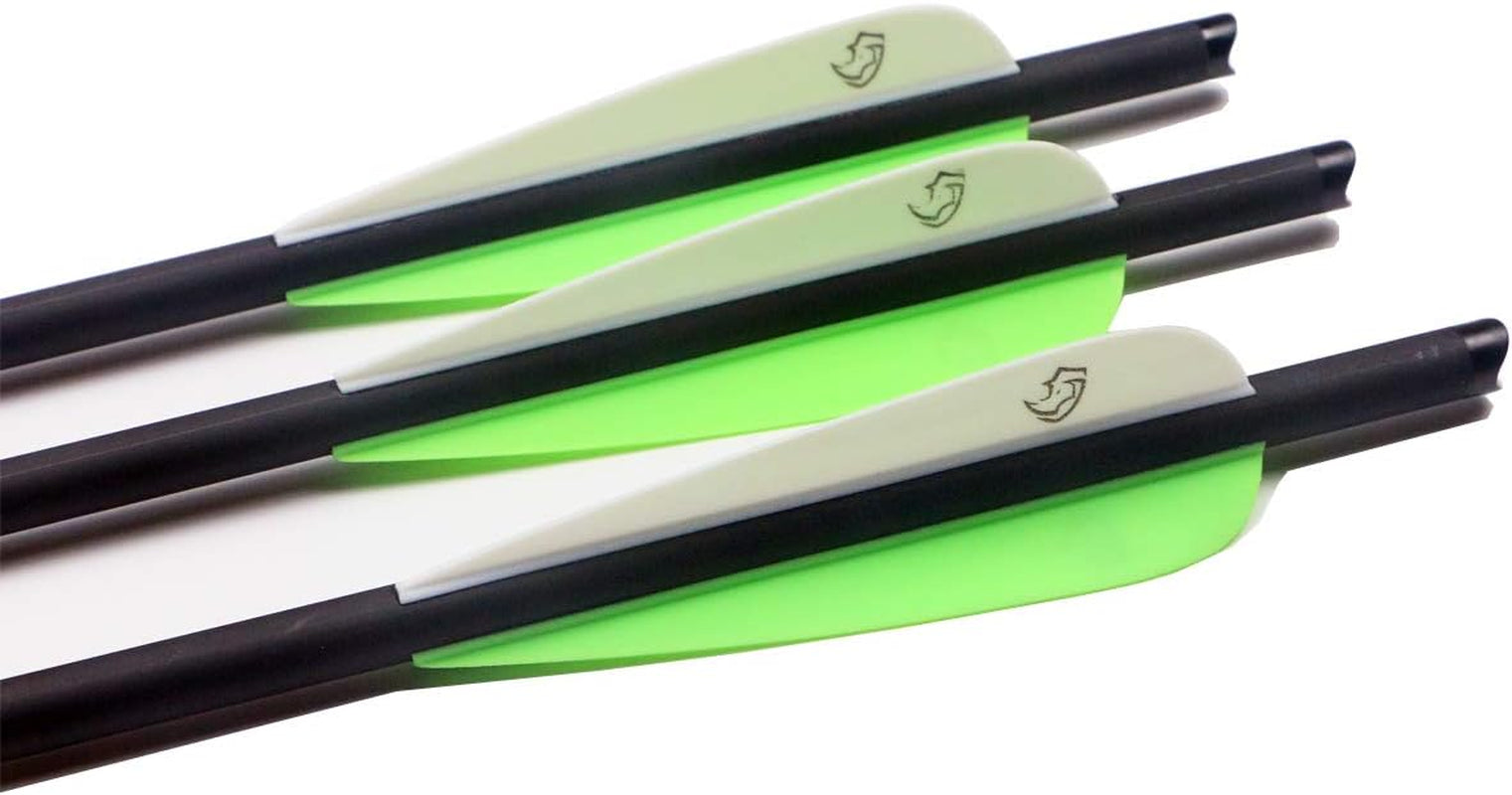 20Inch Carbon Crossbow Bolts Crossbow Hunting Arrows with 4" Vanes and Replaced Arrowhead/Tip (12 Pack)