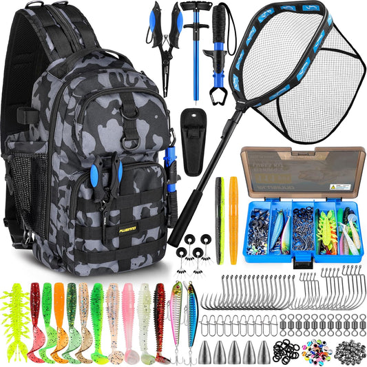 Fishing Gear,Fishing Backpack with Floating Fishing Net,Tackle Boxes,Waterproof Fishing Tackle Bag,Fishing Gifts for Men