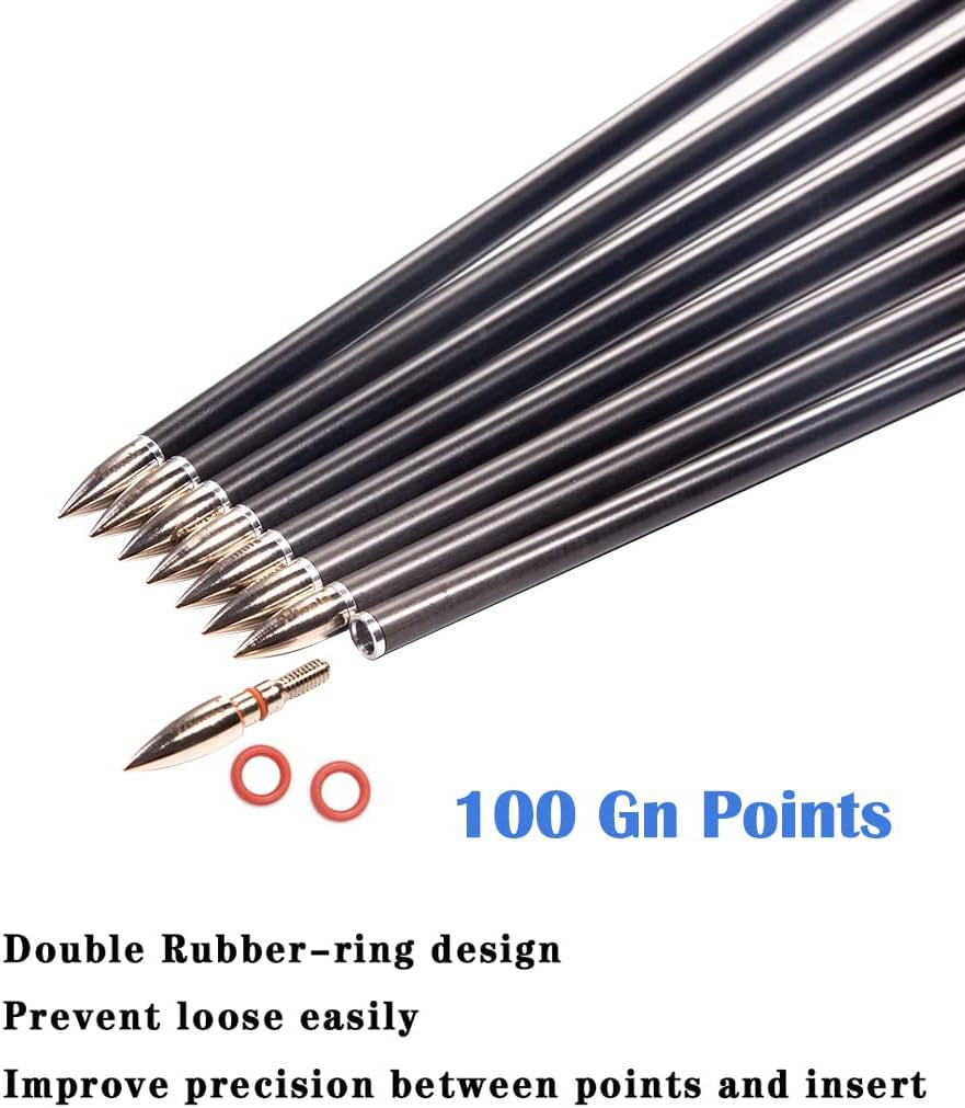 Traditional Archery 300 340 400 500 600 700 Spine 30 31 32 Inch Carbon Feather Arrows for Recurve Compound Bow Longbow Hunting Targets Arrow 12PCS