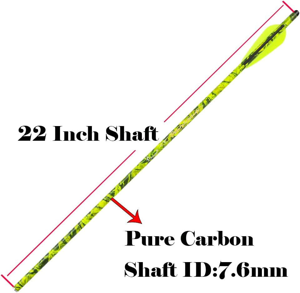 Archery Camo 400 Grain Crossbow Bolts 22 20 Inch Carbon Hunting Arrows Crossbolt 12PCS
