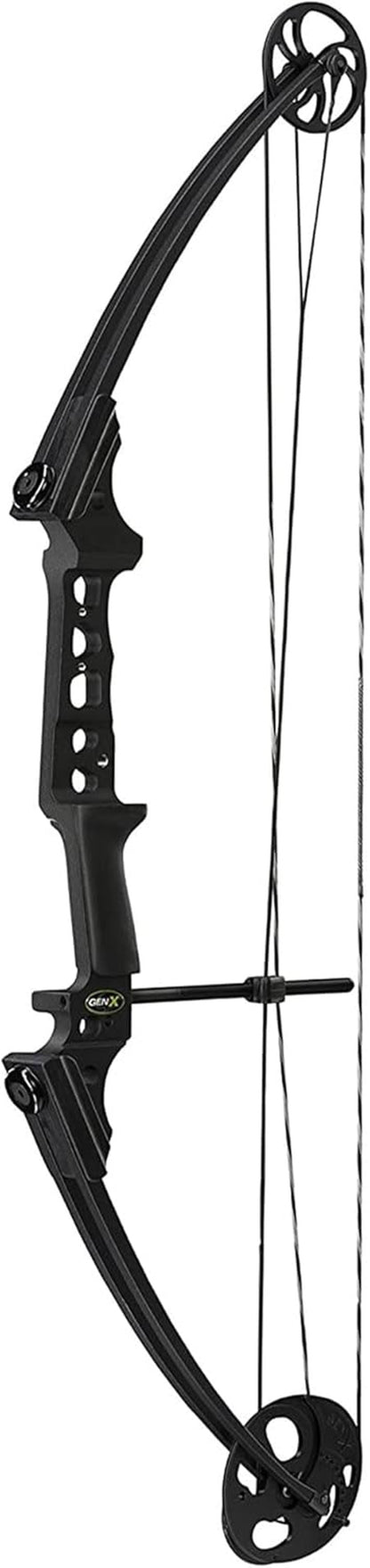 Gen-X Lightweight Compound Bow, Archery Hunting Bow for Adults W/Adjustable Riser, Cam Draw Weight, & Length, Draw Hand - Right, Black