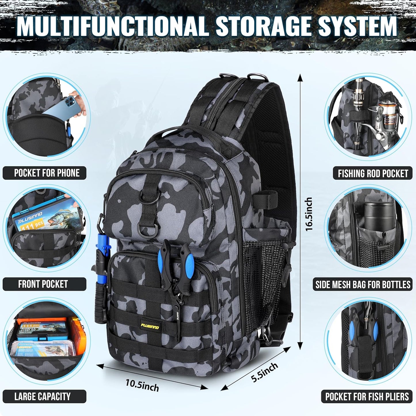 Fishing Gear,Fishing Backpack with Floating Fishing Net,Tackle Boxes,Waterproof Fishing Tackle Bag,Fishing Gifts for Men