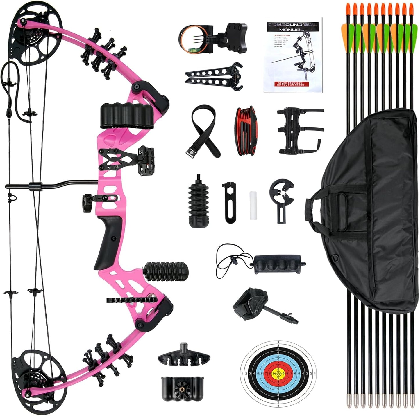 Youth Compound Bow Set 15-45 Lbs for Teens and Beginner, Package with Archery Hunting Equipment, Max Speed 260Fps, Adjustable, Right Hand