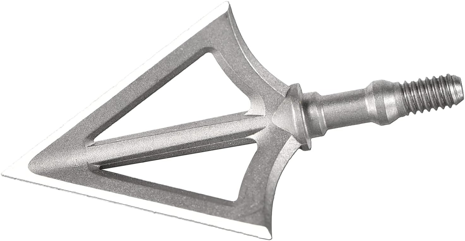 6PK Hunting Broadheads,100 Grain Stainless Steel Fixed Blade 1-1/8" Cut Premium Solid Arrow Tip Archery Arrowhead for Crossbow and Compound Bow