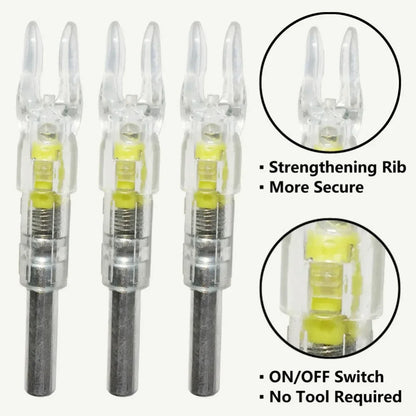 Automatically Luminous High Quality 3Pcs Hunting Shooting Fit 6.2Mm Arrow Shaft Lighted Bow LED Glowing Arrow Nock Tail #277515
