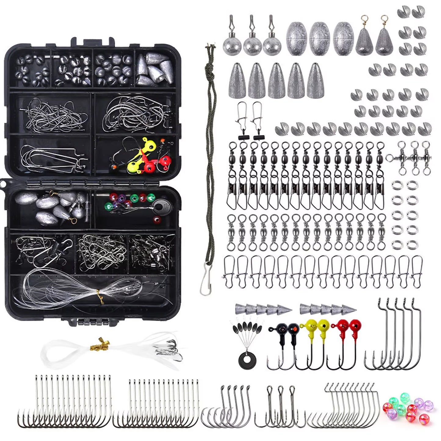 Fishing Accessories Kits Bass Trout Fishing Tackle Kit Jig Heads Hooks Fishing Swivels Fishing Weights Fishing Tackle Kit