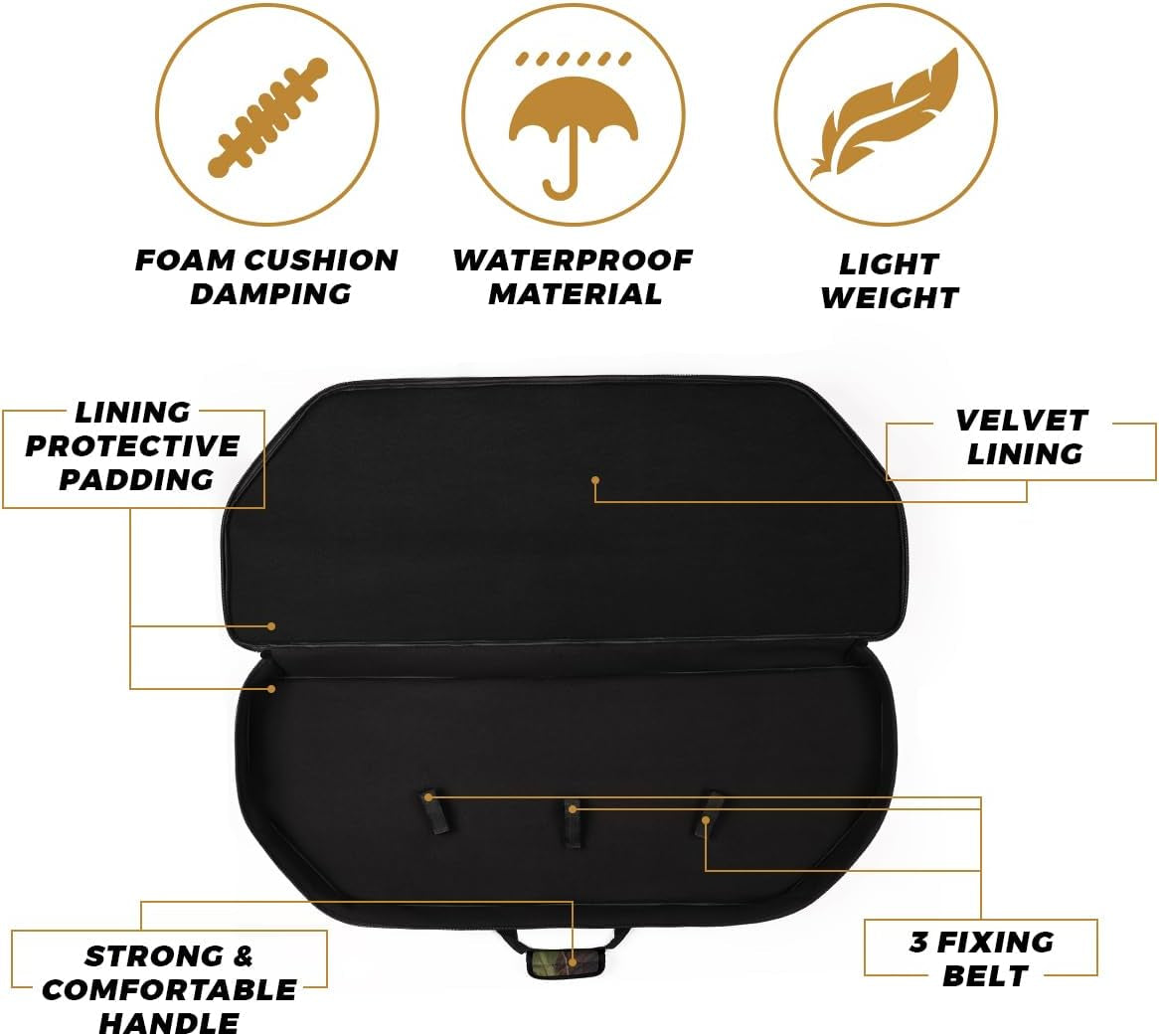 Compound Bow Case - Archery Soft Bow Bag with Arrow Pocket and Backpack Straps, Durable Soft Padding, Multiple Storage Pockets, Carrying Case for Archery Accessories