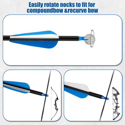 14/24 Pcs 30" Carbon Archery Arrows, Spine Matched for Hunting & Target Practice with Compound & Recurve Bows, Durable Carbon Shaft and Removable Tips