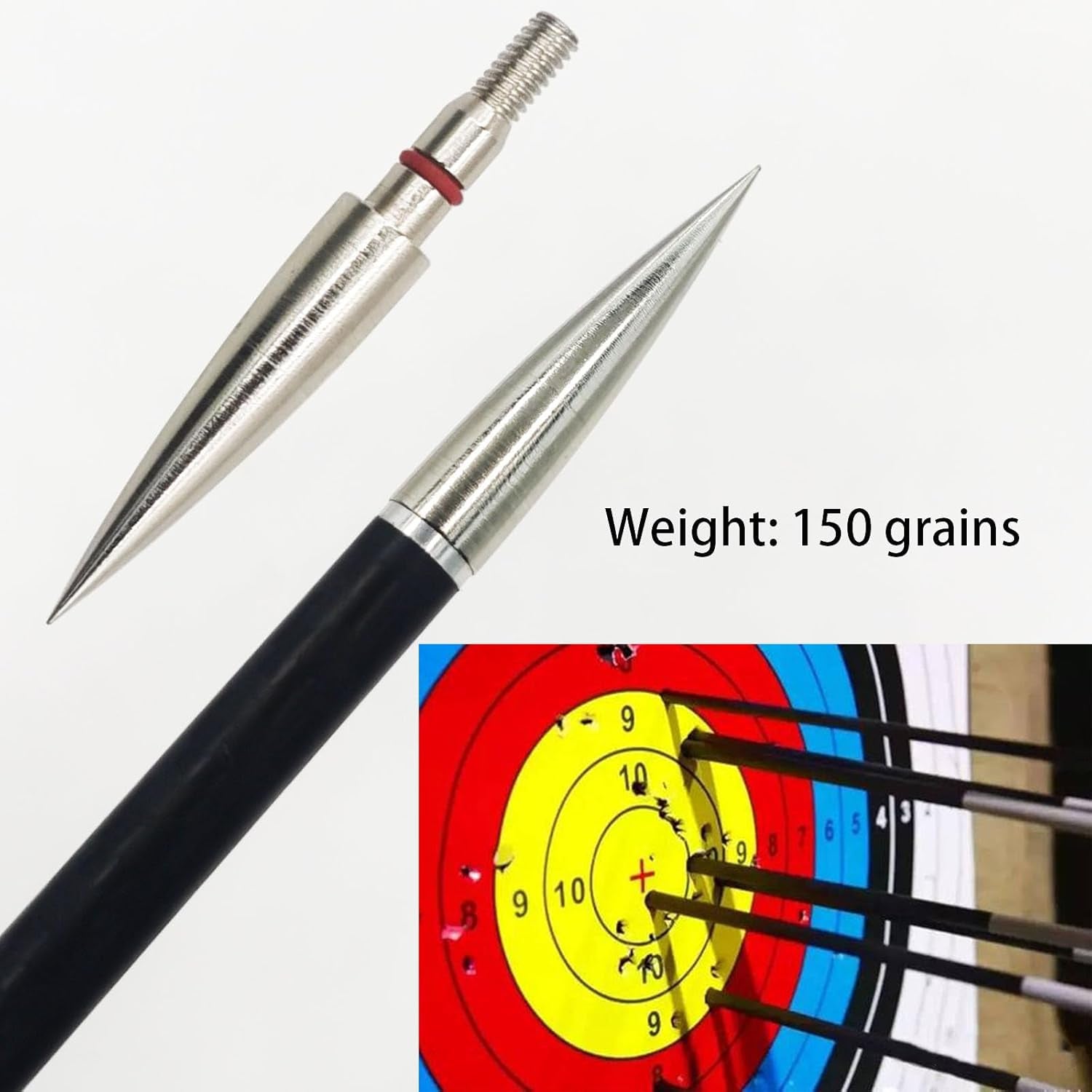 Archery Field Points Practice Field Tips100/125/150/200/300 Grains Archery Target Practice Hunting Broadheads Points Arrow Tip for Recurve Compound Bow Standard Threaded Screw-In Arrow