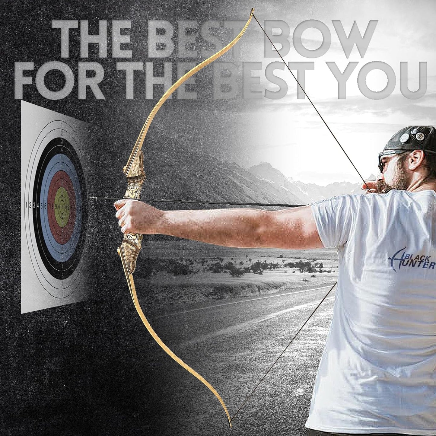 Black Hunter Recurve Bow 60 Inch 20-60 Lbs Takedown Bow Right Hand Hunting Bow and Arrow Set with Bow String Silencers Archery Bow for Adults Hunting Target Practice