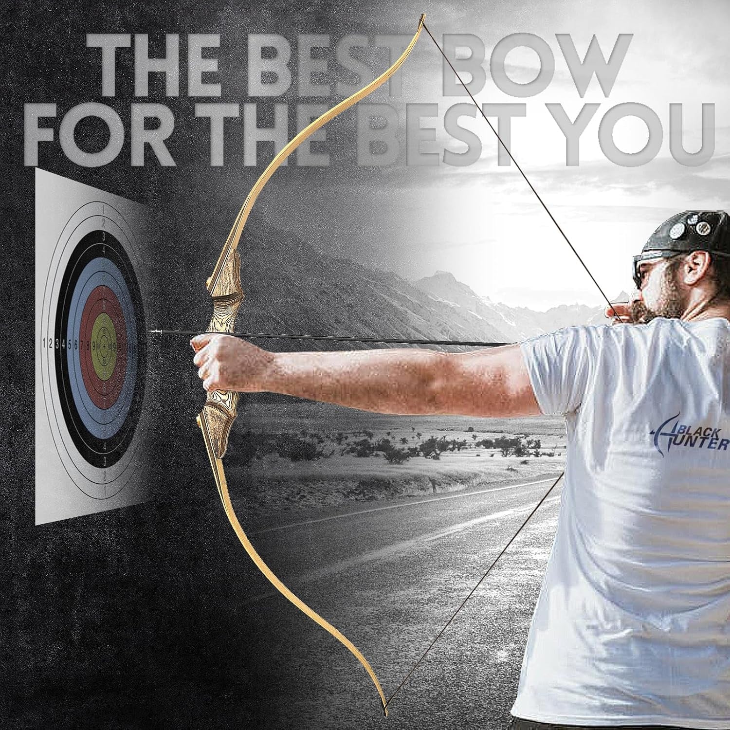 Black Hunter Recurve Bow 60 Inch 20-60 Lbs Takedown Bow Right Hand Hunting Bow and Arrow Set with Bow String Silencers Archery Bow for Adults Hunting Target Practice