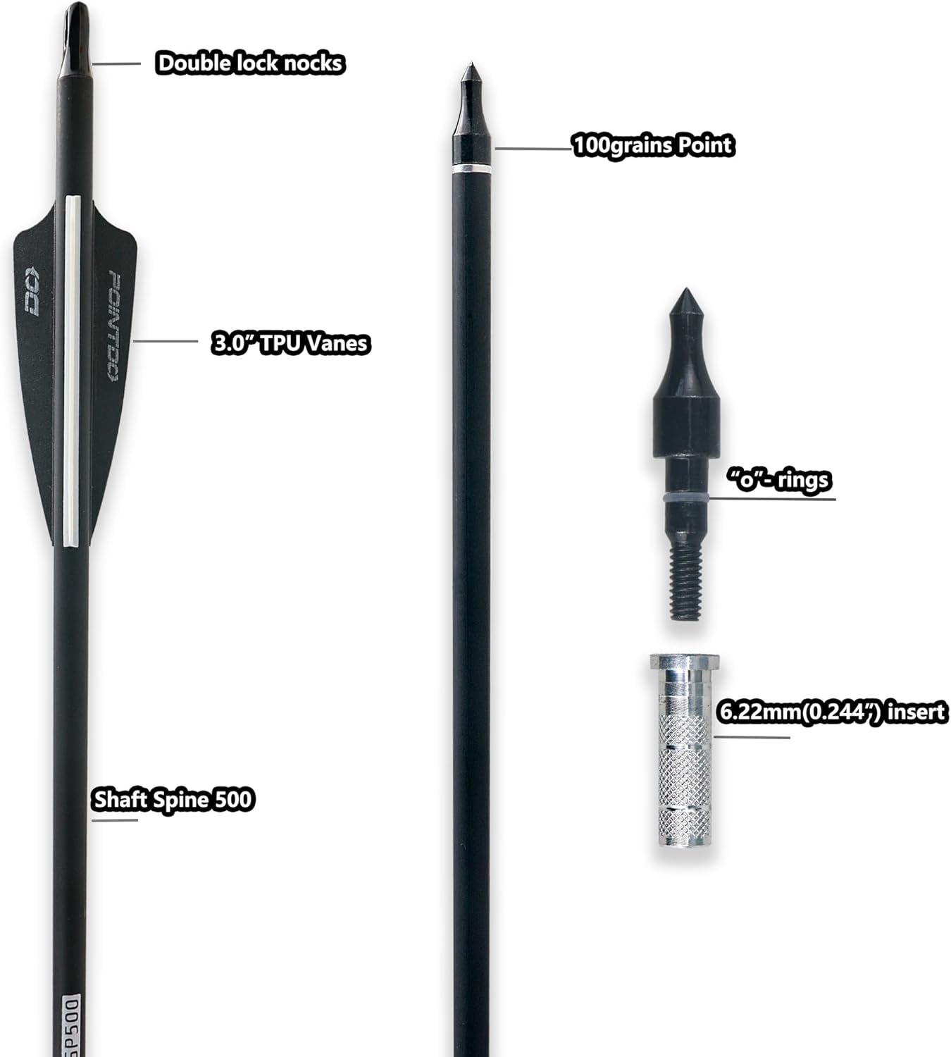 28"/30"/32Inch Carbon Arrow Practice Hunting Arrows with Removable Tips for Compound & Recurve Bow(Pack of 12)
