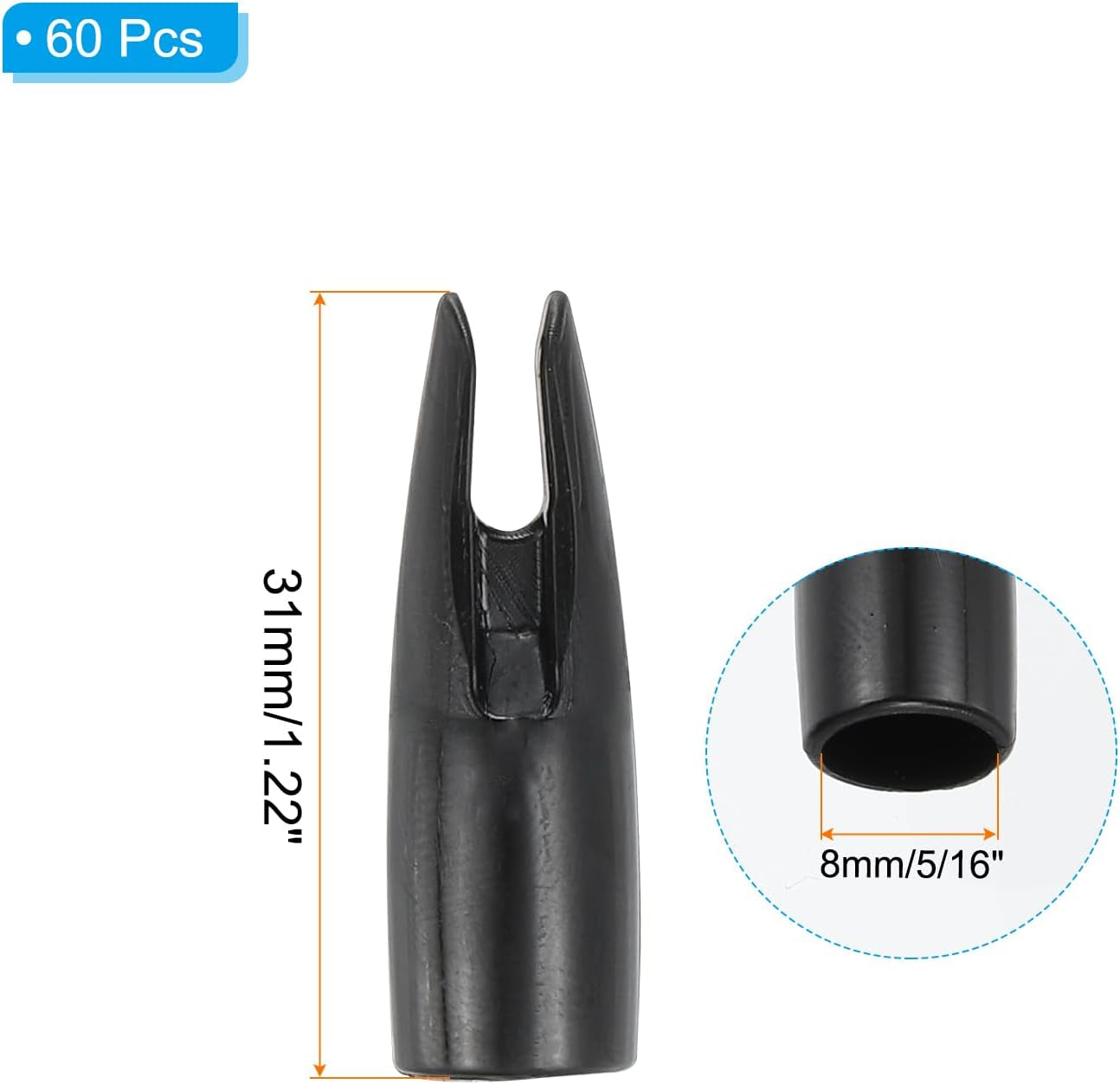 Archery Arrows Nocks, Plastic Glue on Arrow Nock Replacement for Hunting Arrows Compound Bow Recurve Bow