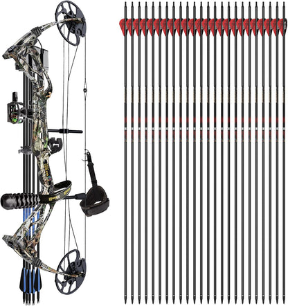 Dragonx8 Compound Bow Kit Camo and Dragon10 24Pcs Carbon Arrows（300 Spine