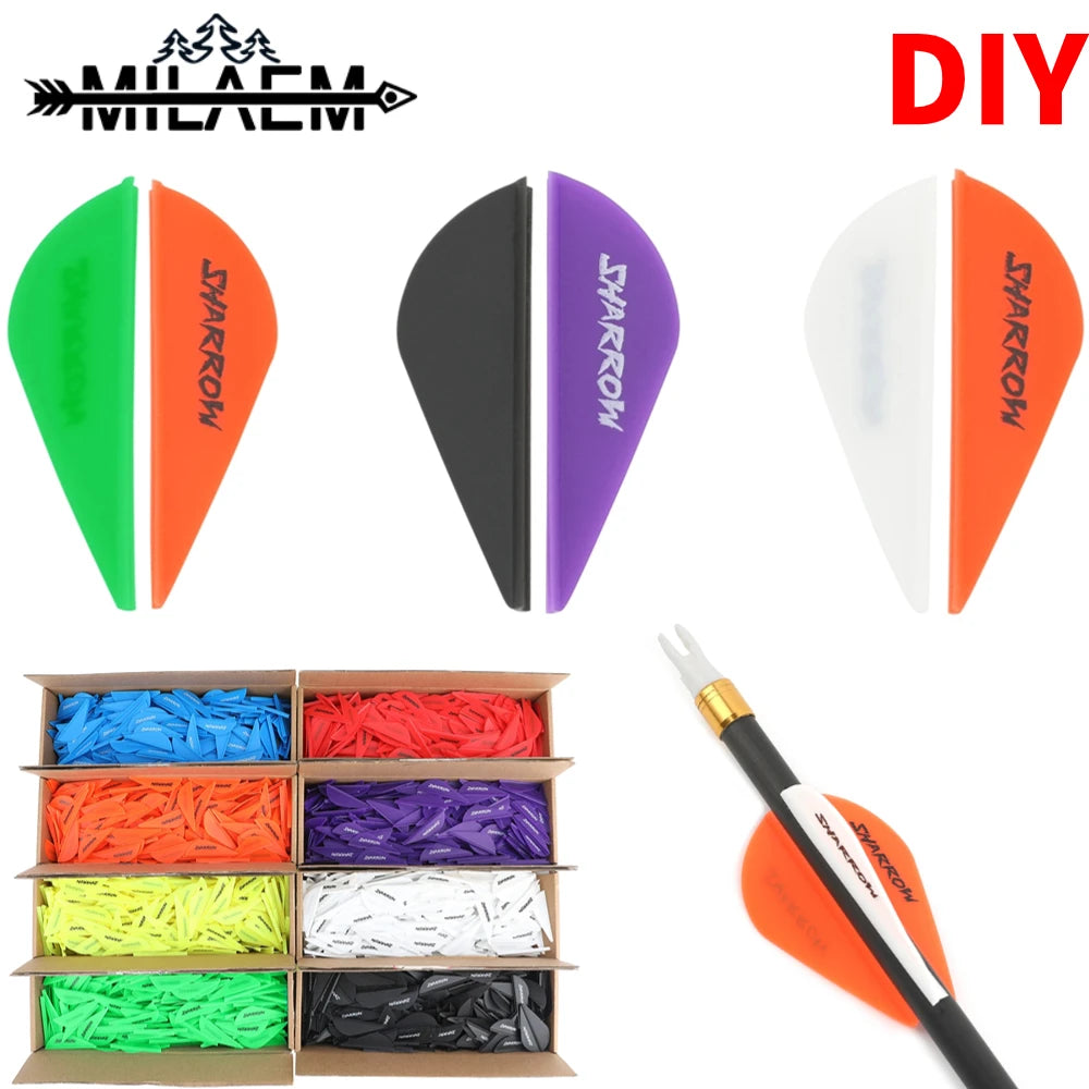 36Pcs 2Inch Archery Rubber Feather Arrow Vanes DIY Arrow Shaft for Compound Bow Recurve Bow Outdoor Shooting Hunting Accessories