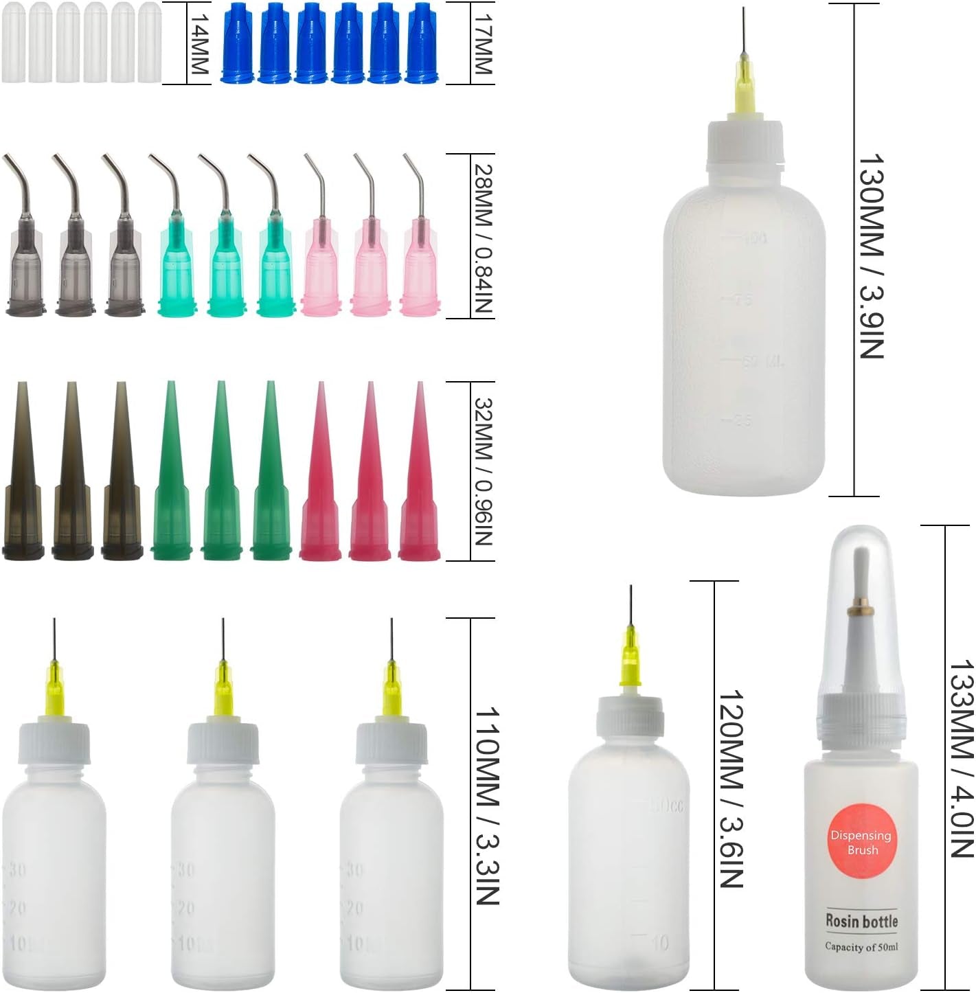 Precision Tip Applicator Bottle, Mini Glue Squeeze Bottle with Brush Tip for Oil, Wood Glue, Craft Glue, Paint, Crafting Fine Dispenser