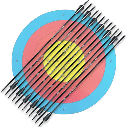 28"/30"/32Inch Carbon Arrow Practice Hunting Arrows with Removable Tips for Compound & Recurve Bow(Pack of 12)